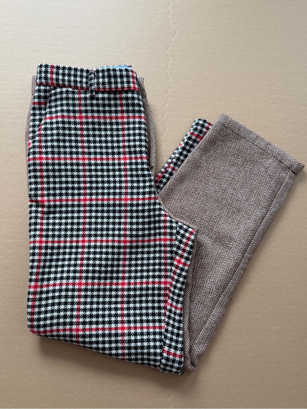 Rowing Blazers Black & White Houndstooth Dress Pants with Red Windowpane 32x30